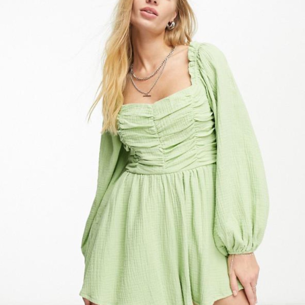 Light Green Long Sleeve Romper